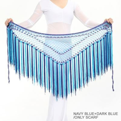 Nylon 150cm(59 in) Women's Belly Dance Two-tone Argentina Triangle Short Tassels Hip Scarf