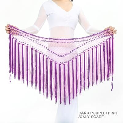 Nylon 150cm(59 in) Women's Belly Dance Two-tone Argentina Triangle Short Tassels Hip Scarf
