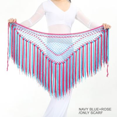 Nylon 150cm(59 in) Women's Belly Dance Two-tone Argentina Triangle Short Tassels Hip Scarf