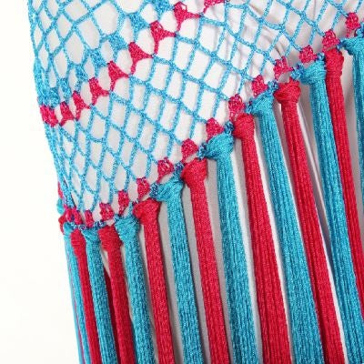 Nylon 150cm(59 in) Women's Belly Dance Two-tone Argentina Triangle Short Tassels Hip Scarf