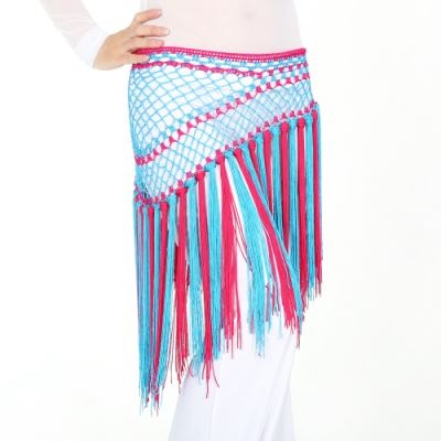 Nylon 150cm(59 in) Women's Belly Dance Two-tone Argentina Triangle Short Tassels Hip Scarf
