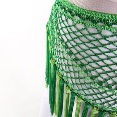 Nylon 150cm(59 in) Women's Belly Dance Two-tone Argentina Triangle Short Tassels Hip Scarf