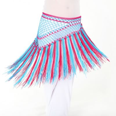 Nylon 150cm(59 in) Women's Belly Dance Two-tone Argentina Triangle Short Tassels Hip Scarf