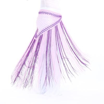 Nylon 150cm(59 in) Women's Belly Dance Two-tone Argentina Triangle Short Tassels Hip Scarf