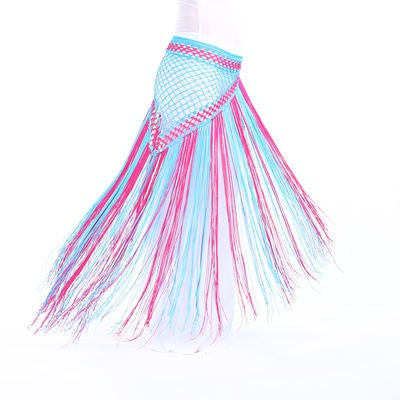 Nylon 150cm(59 in) Women's Belly Dance Two-tone Argentina Triangle Short Tassels Hip Scarf