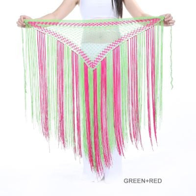 Nylon 150cm(59 in) Women's Belly Dance Two-tone Argentina Triangle Short Tassels Hip Scarf