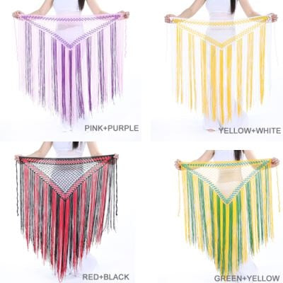 Nylon 150cm(59 in) Women's Belly Dance Two-tone Argentina Triangle Short Tassels Hip Scarf