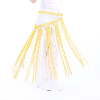 Nylon 150cm(59 in) Women's Belly Dance Two-tone Argentina Triangle Short Tassels Hip Scarf