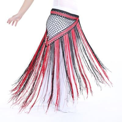 Nylon 150cm(59 in) Women's Belly Dance Two-tone Argentina Triangle Short Tassels Hip Scarf