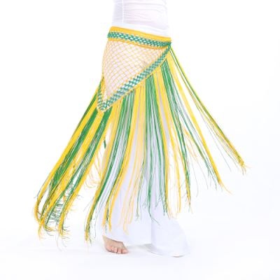 Nylon 150cm(59 in) Women's Belly Dance Two-tone Argentina Triangle Short Tassels Hip Scarf