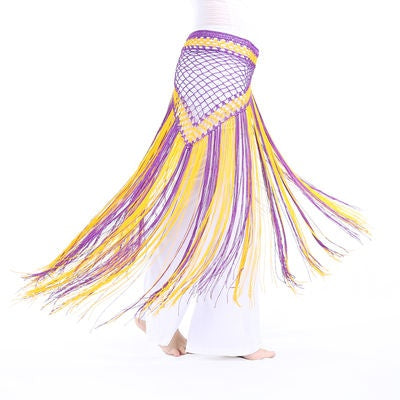 Nylon 150cm(59 in) Women's Belly Dance Two-tone Argentina Triangle Short Tassels Hip Scarf
