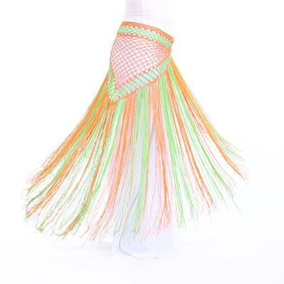 Nylon 150cm(59 in) Women's Belly Dance Two-tone Argentina Triangle Short Tassels Hip Scarf