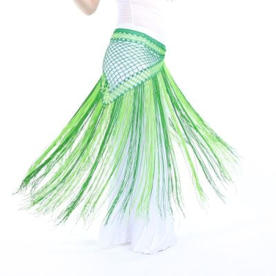 Nylon 150cm(59 in) Women's Belly Dance Two-tone Argentina Triangle Short Tassels Hip Scarf