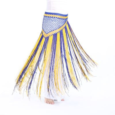 Nylon 150cm(59 in) Women's Belly Dance Two-tone Argentina Triangle Short Tassels Hip Scarf
