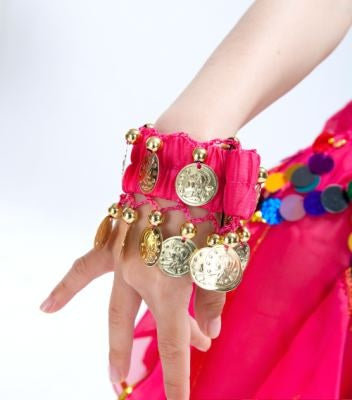 Belly Dance Gold Coins Bracelet Gypsy Jewelry Coin Bracelet Hand Decoration Wrist Bangle Chain, Halloween Costume Accessory For Children