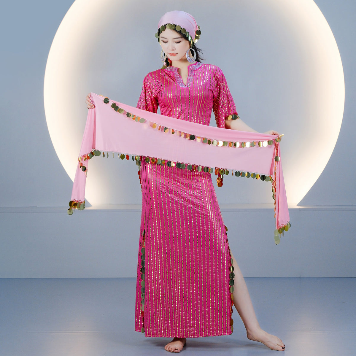 Elegant Egyptian Saidi Robe Cane Dance Costume with Embroidered Details for Stage Shows