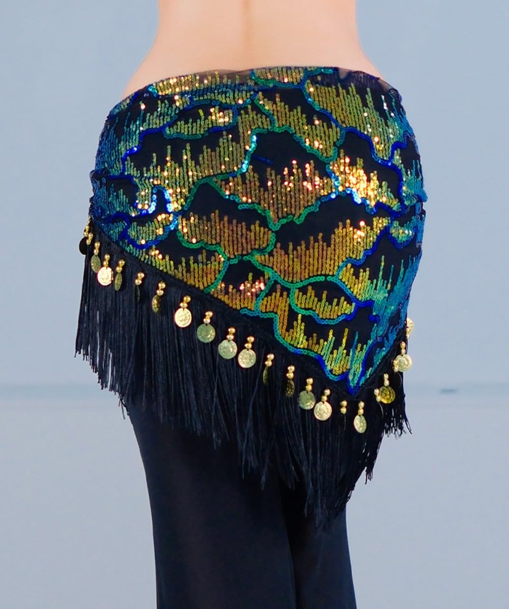 Belly Dance Hip Scarf Tassel Waist Chain Dynamic Versatile Waist Sequin Scarf