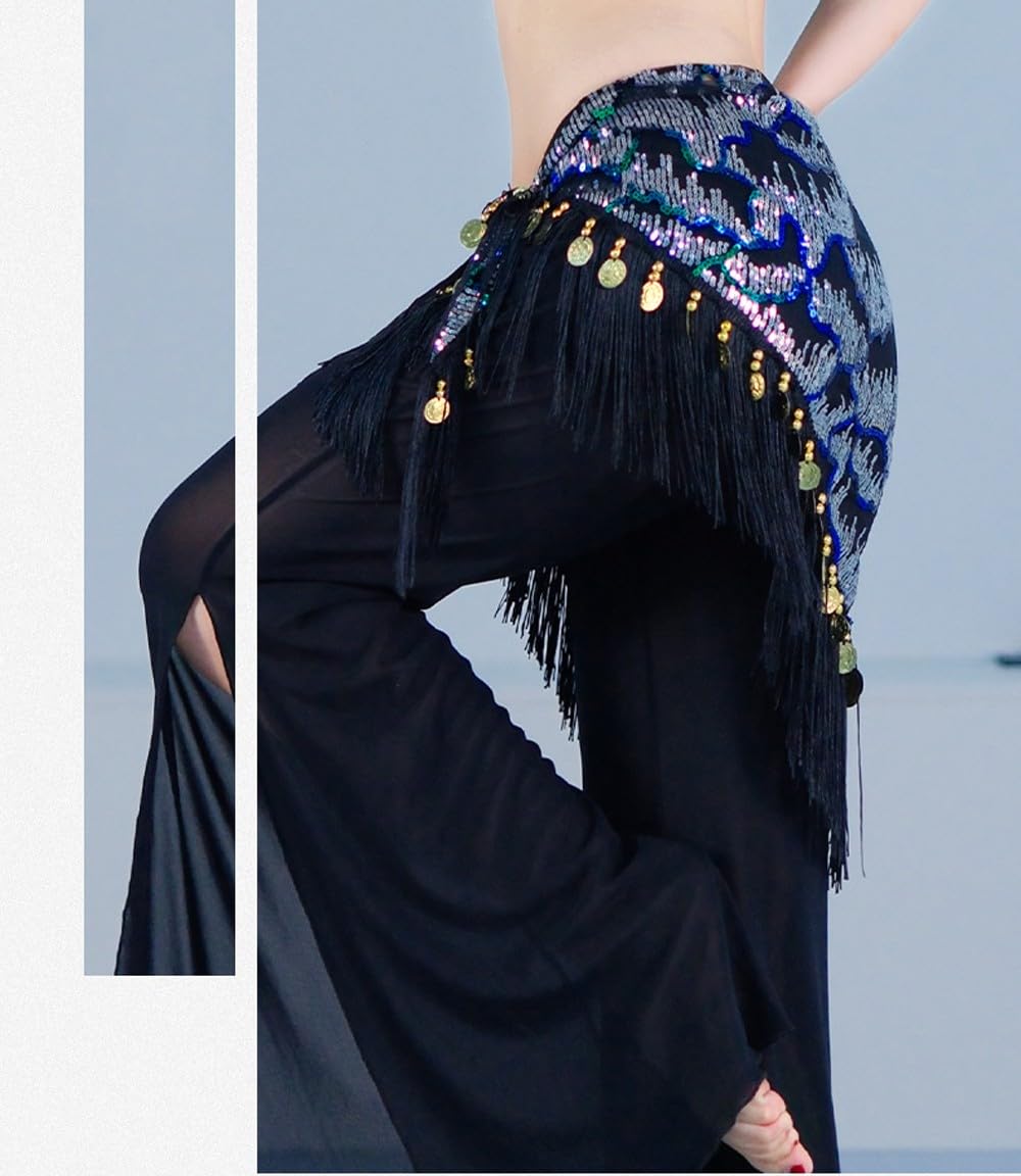 Belly Dance Hip Scarf Tassel Waist Chain Dynamic Versatile Waist Sequin Scarf