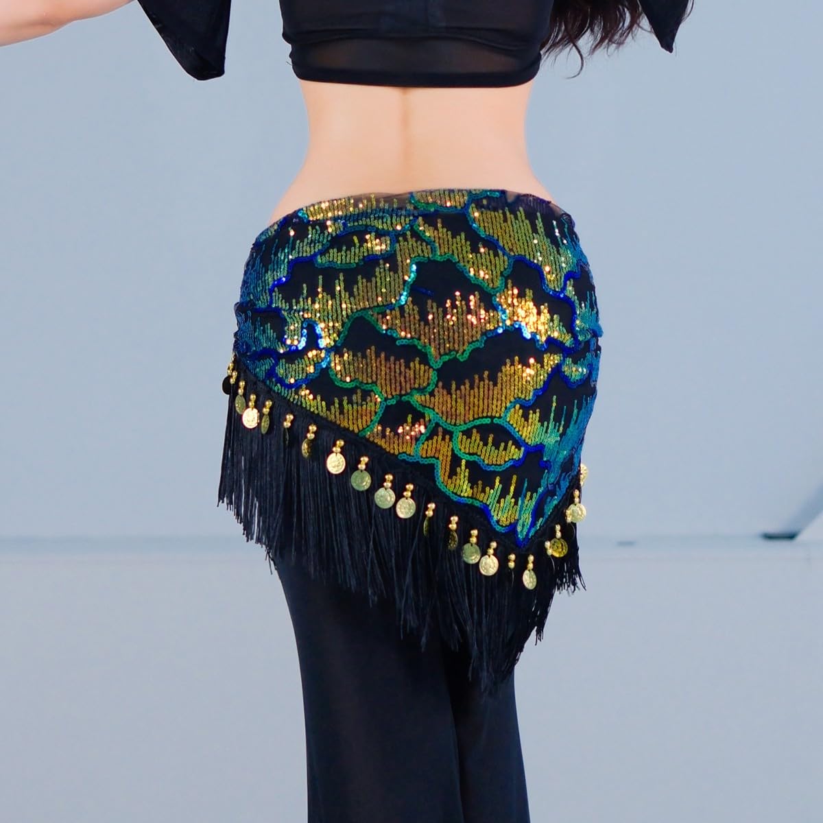 Belly Dance Hip Scarf Tassel Waist Chain Dynamic Versatile Waist Sequin Scarf