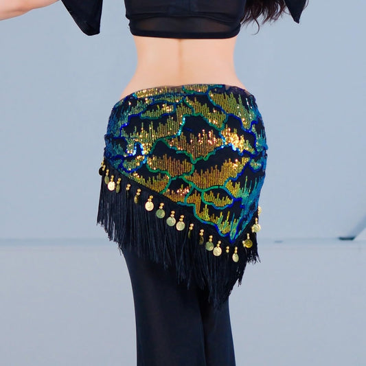 Belly Dance Hip Scarf Tassel Waist Chain Dynamic Versatile Waist Sequin Scarf