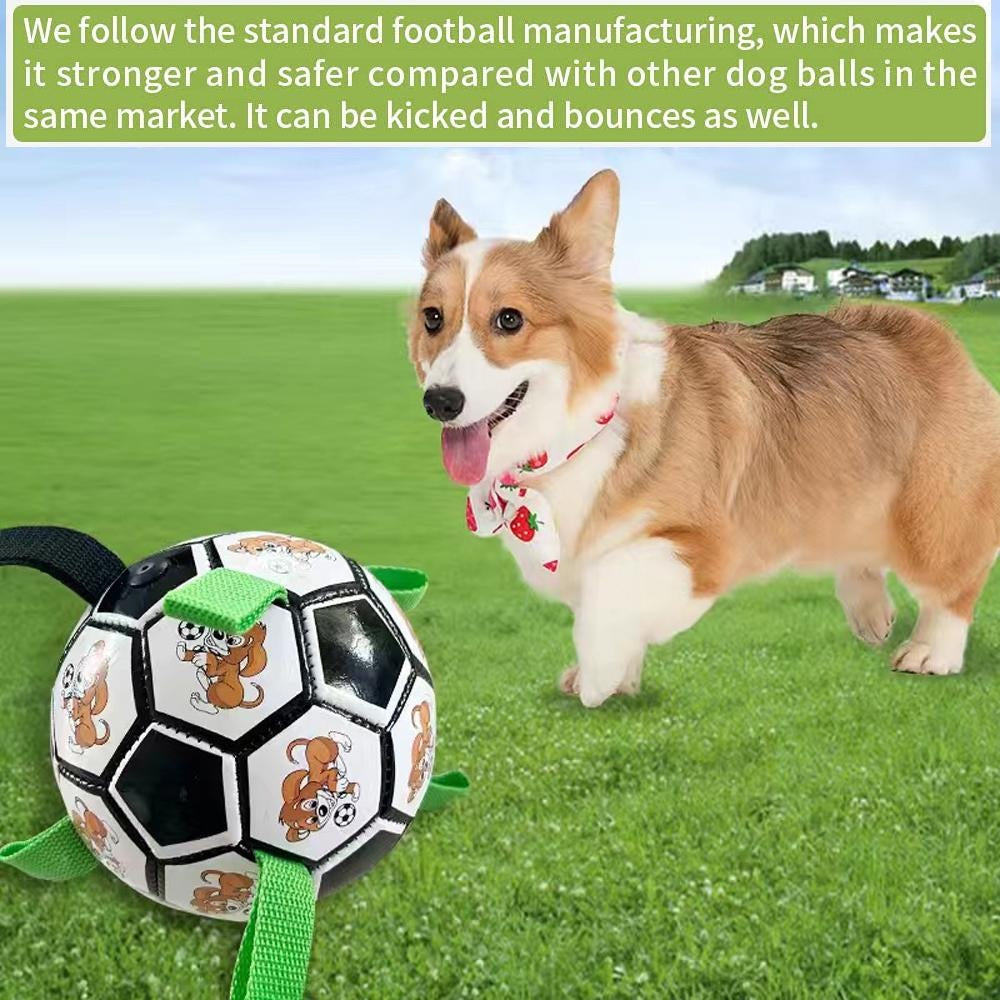 Soccer Ball with Straps, Interactive Puppy Toys for Tug of War, Birthday Gifts, Durable Water Toy for dog