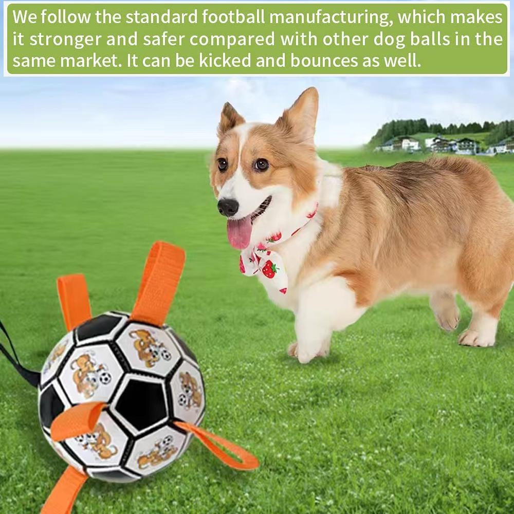 Soccer Ball with Straps, Interactive Puppy Toys for Tug of War, Birthday Gifts, Durable Water Toy for dog