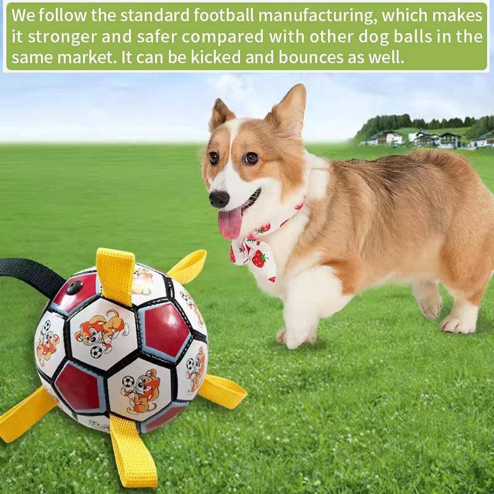 Soccer Ball with Straps, Interactive Puppy Toys for Tug of War, Birthday Gifts, Durable Water Toy for dog