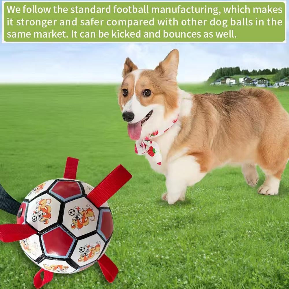 Soccer Ball with Straps, Interactive Puppy Toys for Tug of War, Birthday Gifts, Durable Water Toy for dog
