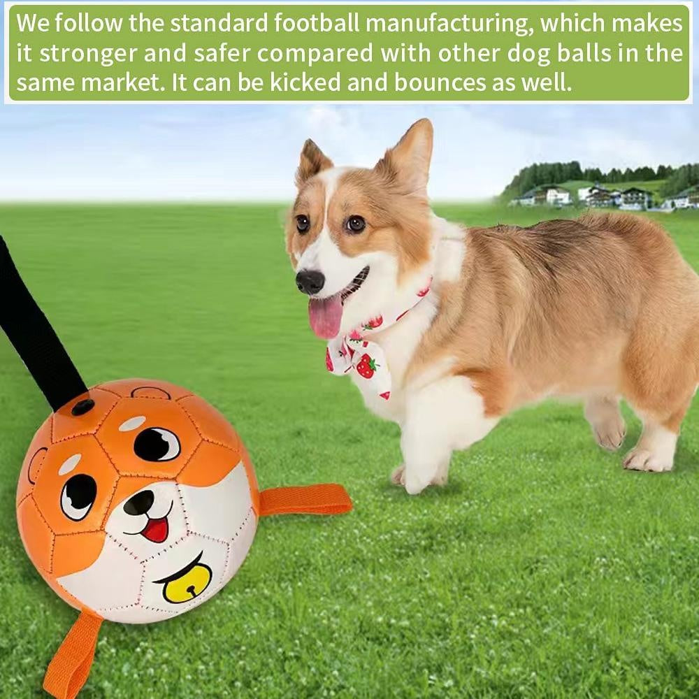 Soccer Ball with Straps, Interactive Puppy Toys for Tug of War, Birthday Gifts, Durable Water Toy for dog