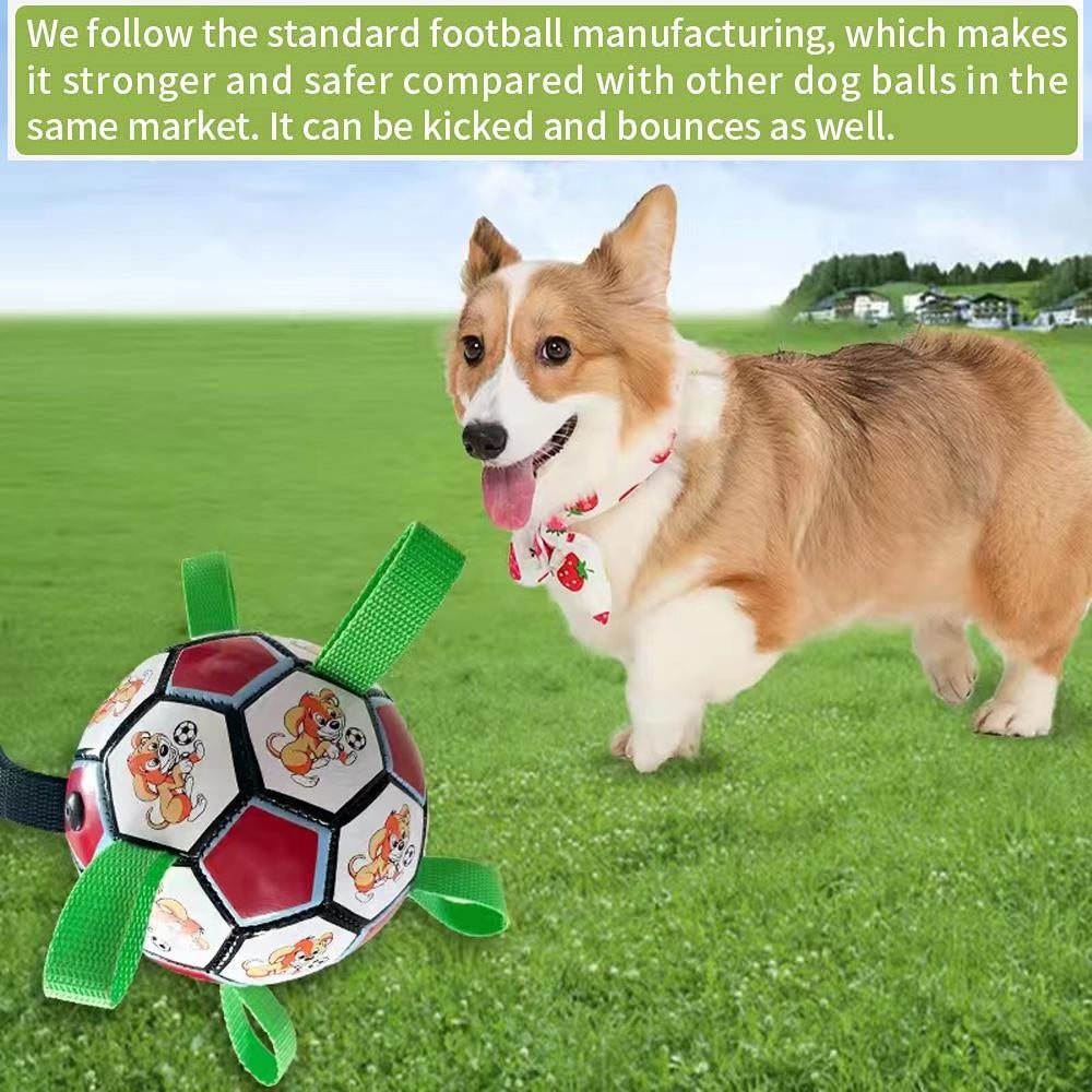 Soccer Ball with Straps, Interactive Puppy Toys for Tug of War, Birthday Gifts, Durable Water Toy for dog