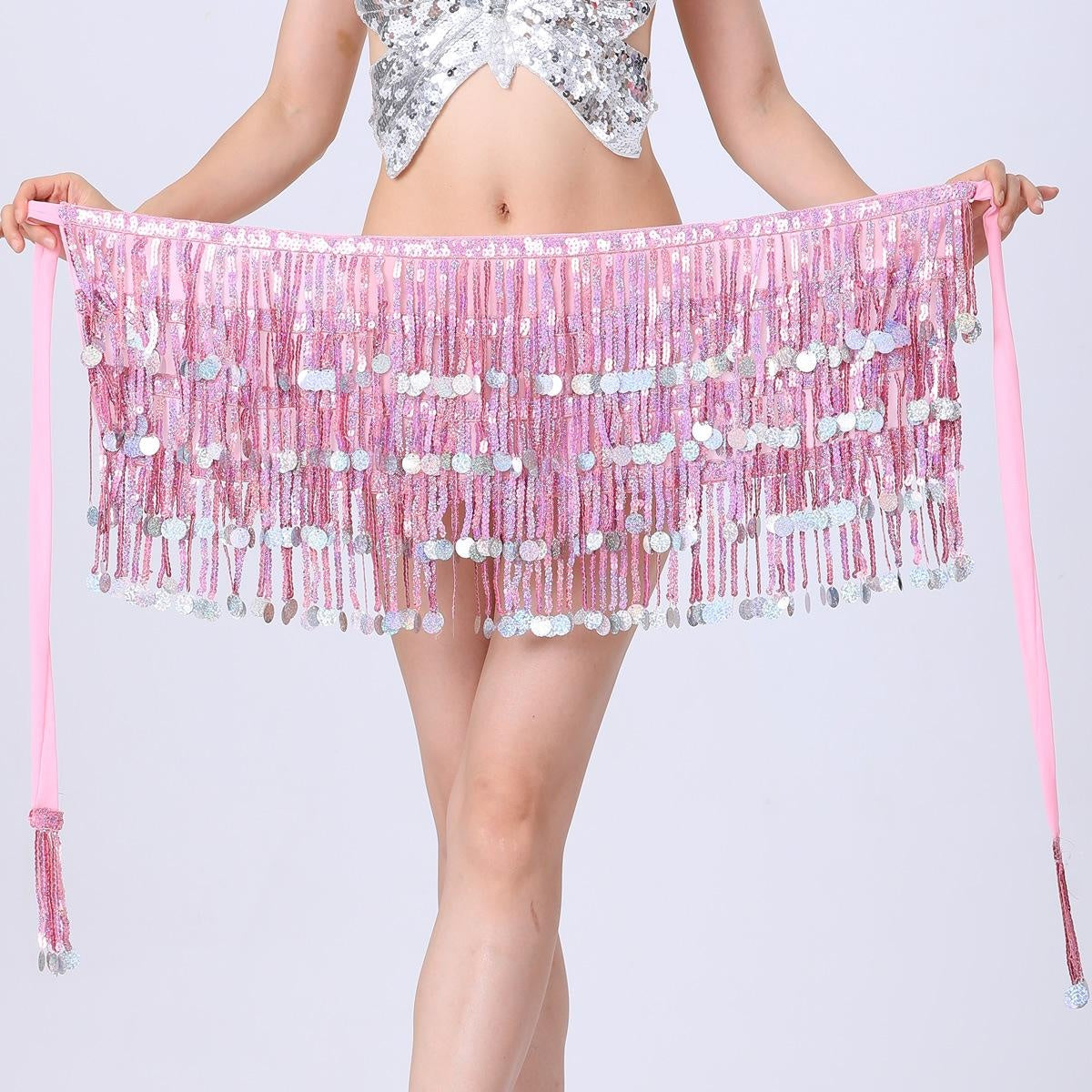 2023 4-Layer Sequin Hip Scarf Tassel Waist Belt