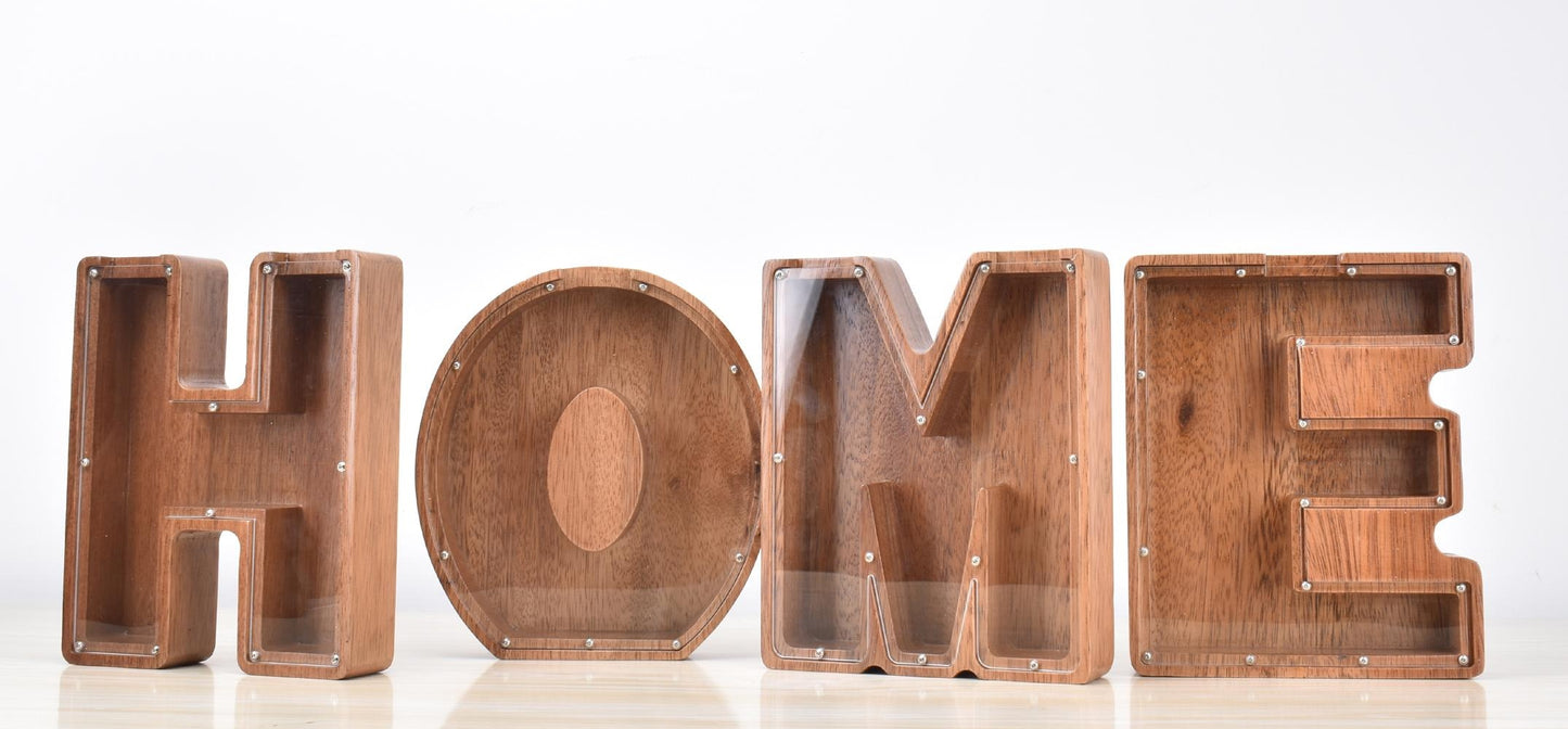 Creative Piggy Bank Nordic Style Wooden Letter Piggy Bank Thickness 4.5cm