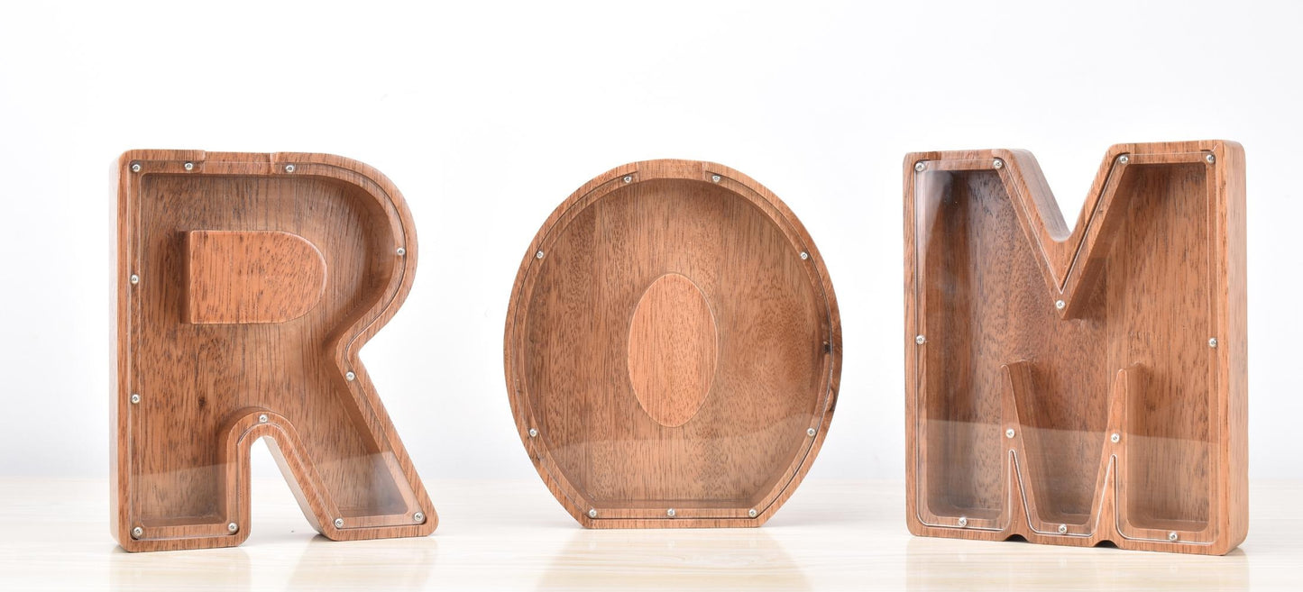 Creative Piggy Bank Nordic Style Wooden Letter Piggy Bank Thickness 4.5cm