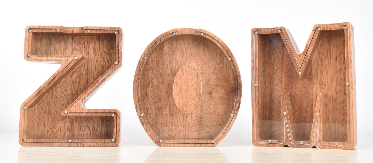 Creative Piggy Bank Nordic Style Wooden Letter Piggy Bank 19*18*3cm