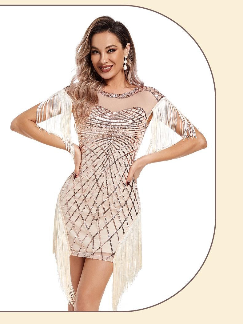 Sequin Retro Dress Wedding Dress Nightclub Evening Dress Embroidered Dress Prom Dress