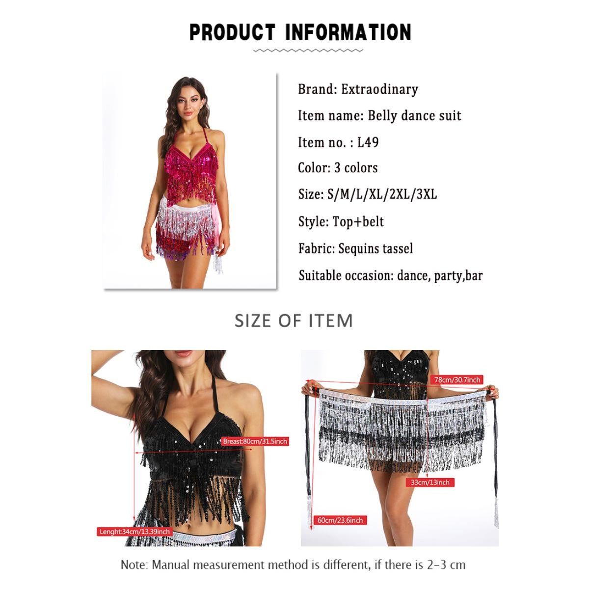 Sequins Top Belly Dancing Hip Scarf Fringe Oriental Dance Scarf Belt Costumes Indian Outfits Bra Belts 1 Set Performance Women