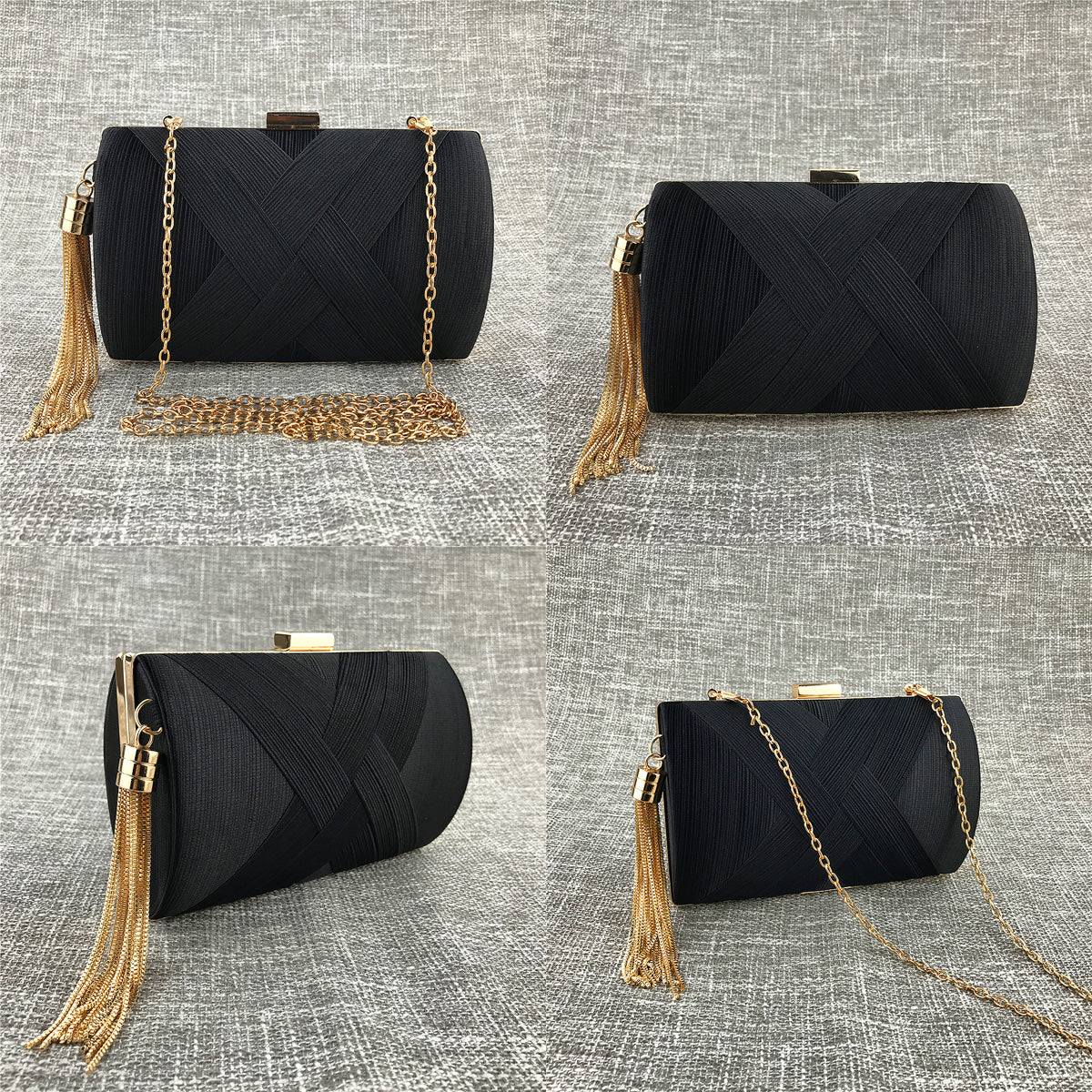 Handheld Women's Evening Clutch Bags Silk Satin Party Handbags Bridal Wedding Purses with Tassel Pendant Evening Clutch Bags