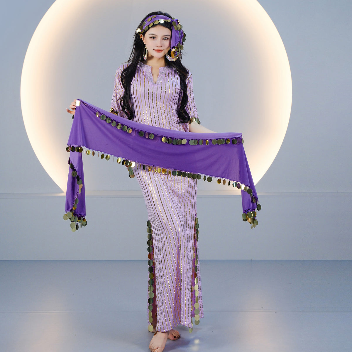 Elegant Egyptian Saidi Robe Cane Dance Costume with Embroidered Details for Stage Shows