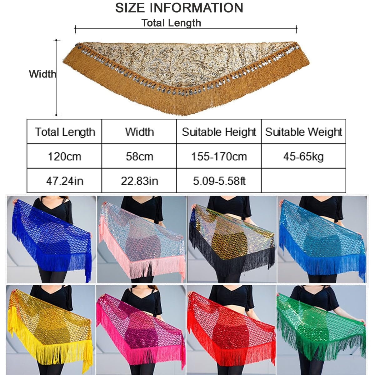 Belly Dance Hip Scarf Tassel Waist Chain Dynamic Versatile Waist Shinning Sequins Ornament