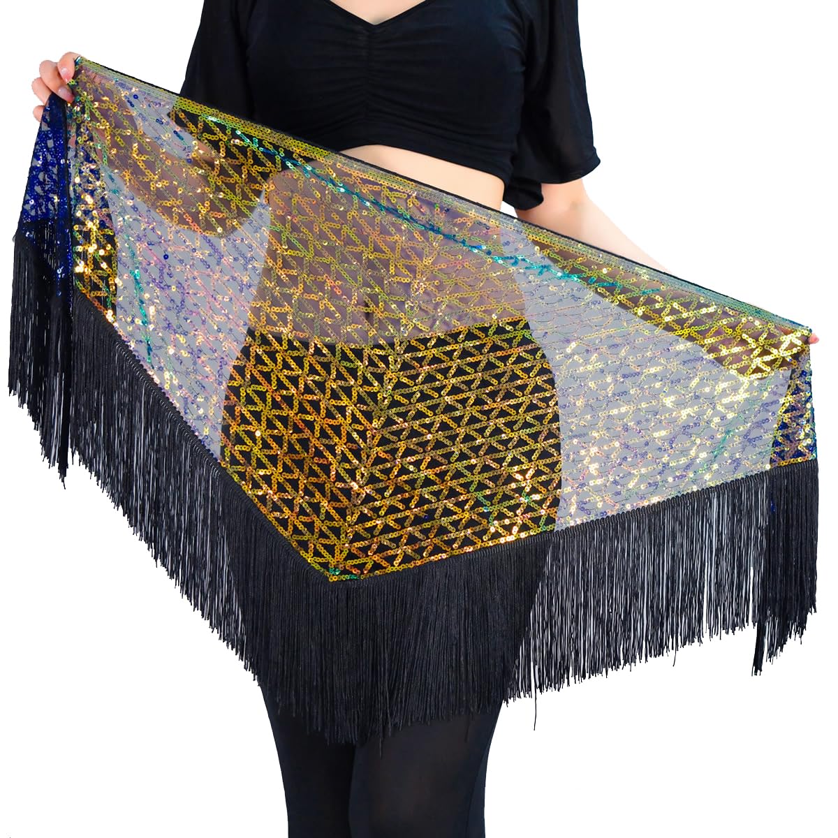 Belly Dance Hip Scarf Tassel Waist Chain Dynamic Versatile Waist Shinning Sequins Ornament
