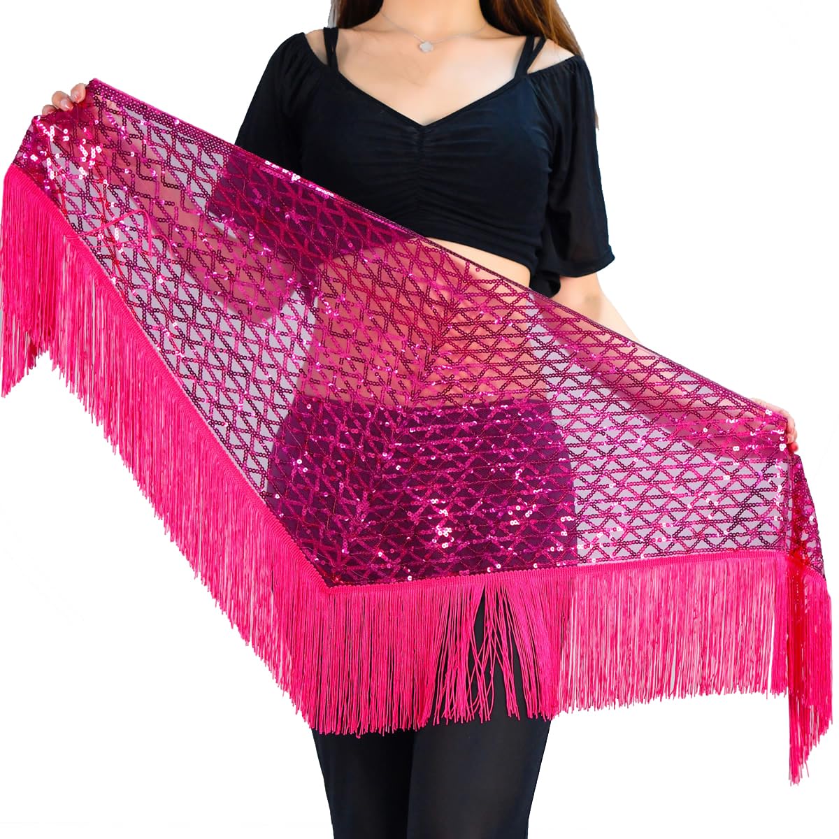 Belly Dance Hip Scarf Tassel Waist Chain Dynamic Versatile Waist Shinning Sequins Ornament