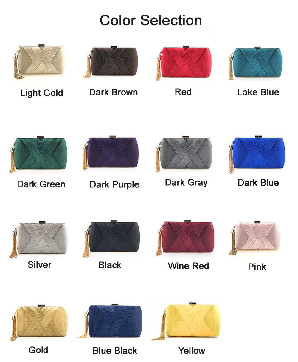 Handheld Women's Evening Clutch Bags Silk Satin Party Handbags Bridal Wedding Purses with Tassel Pendant Evening Clutch Bags