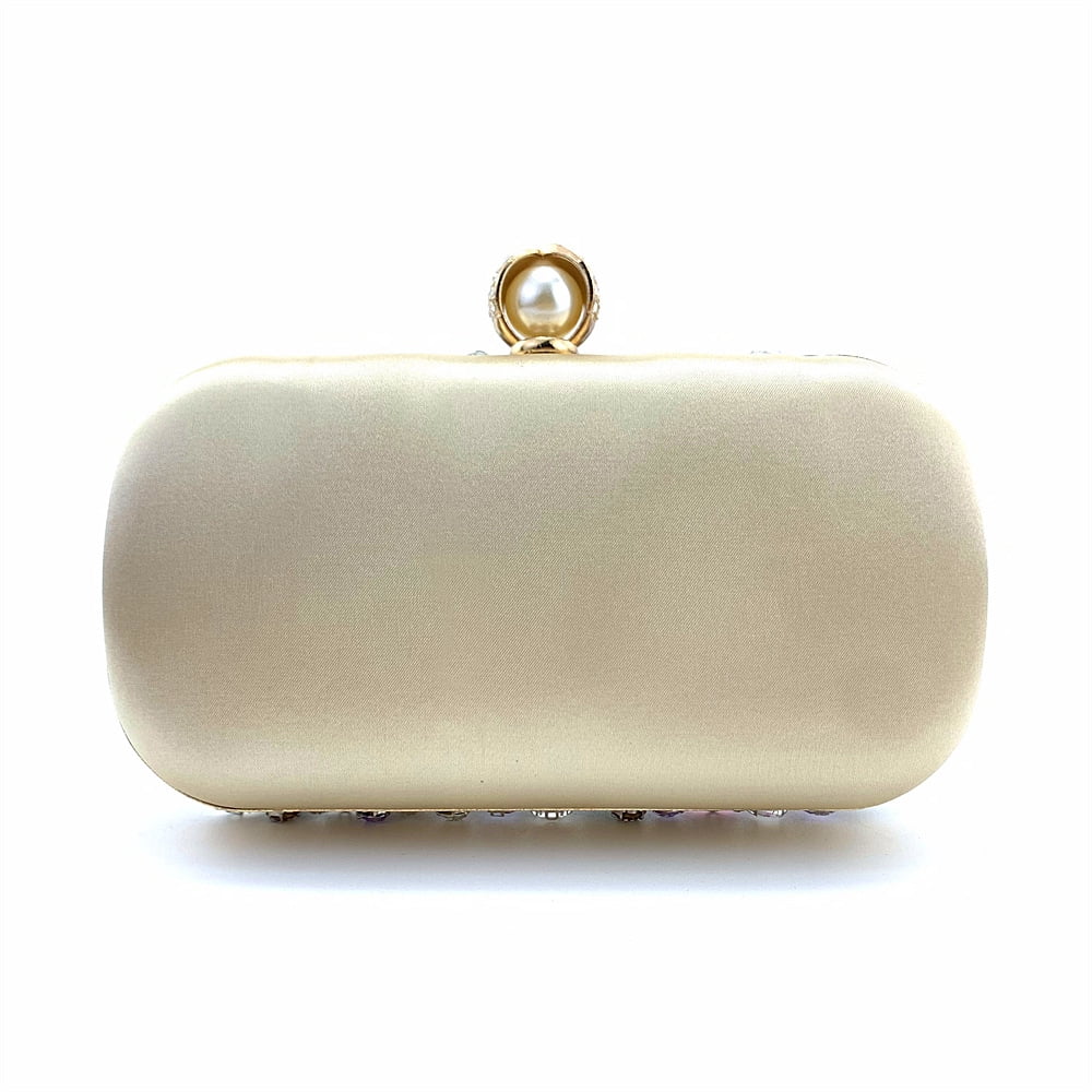 Womens Evening Clutch Purse Handbag Heavy Beaded Embroidered Evening Bag with Rhinestones