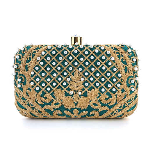 Embroidered Hand-beaded Evening Bag Vintage Pearl Evening Bag Wedding Purses for Women