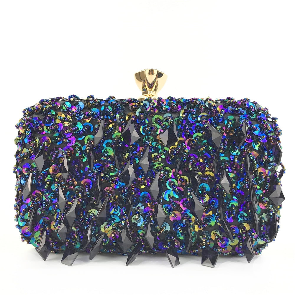 Handheld Evening Bag, Handmade Double-sided Beaded Bag, Sequined Bag, Evening Clutch for Women