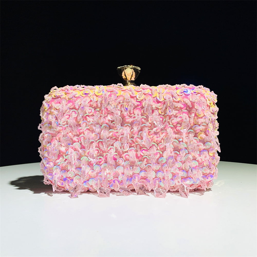 Handheld Evening Bag, Handmade Double-sided Beaded Bag, Sequined Bag, Evening Clutch for Women