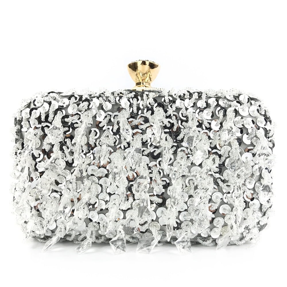 Handheld Evening Bag, Handmade Double-sided Beaded Bag, Sequined Bag, Evening Clutch for Women