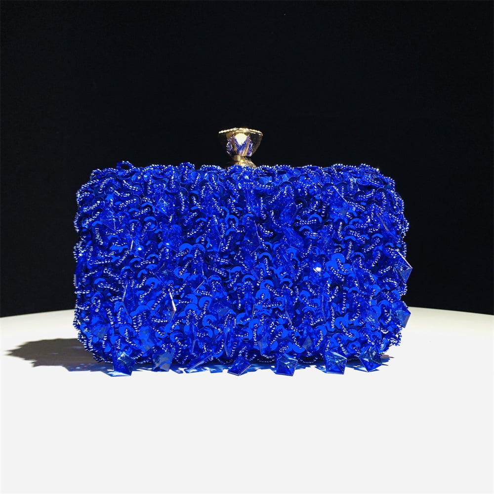 Handheld Evening Bag, Handmade Double-sided Beaded Bag, Sequined Bag, Evening Clutch for Women