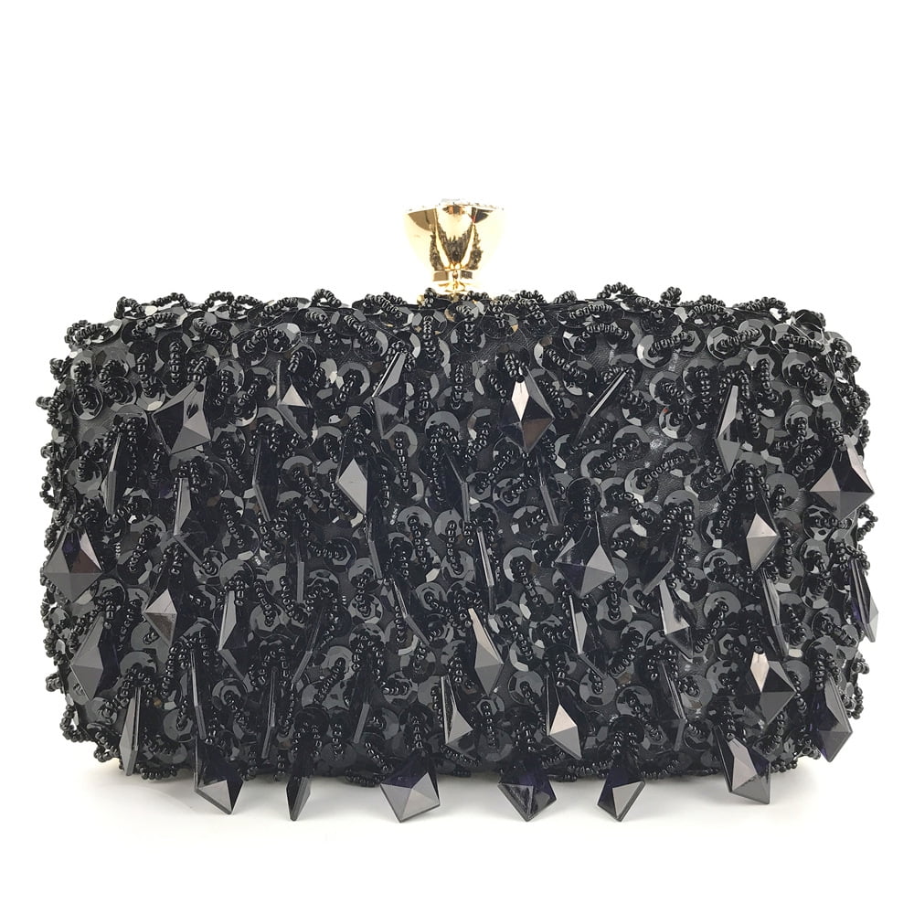 Handheld Evening Bag, Handmade Double-sided Beaded Bag, Sequined Bag, Evening Clutch for Women