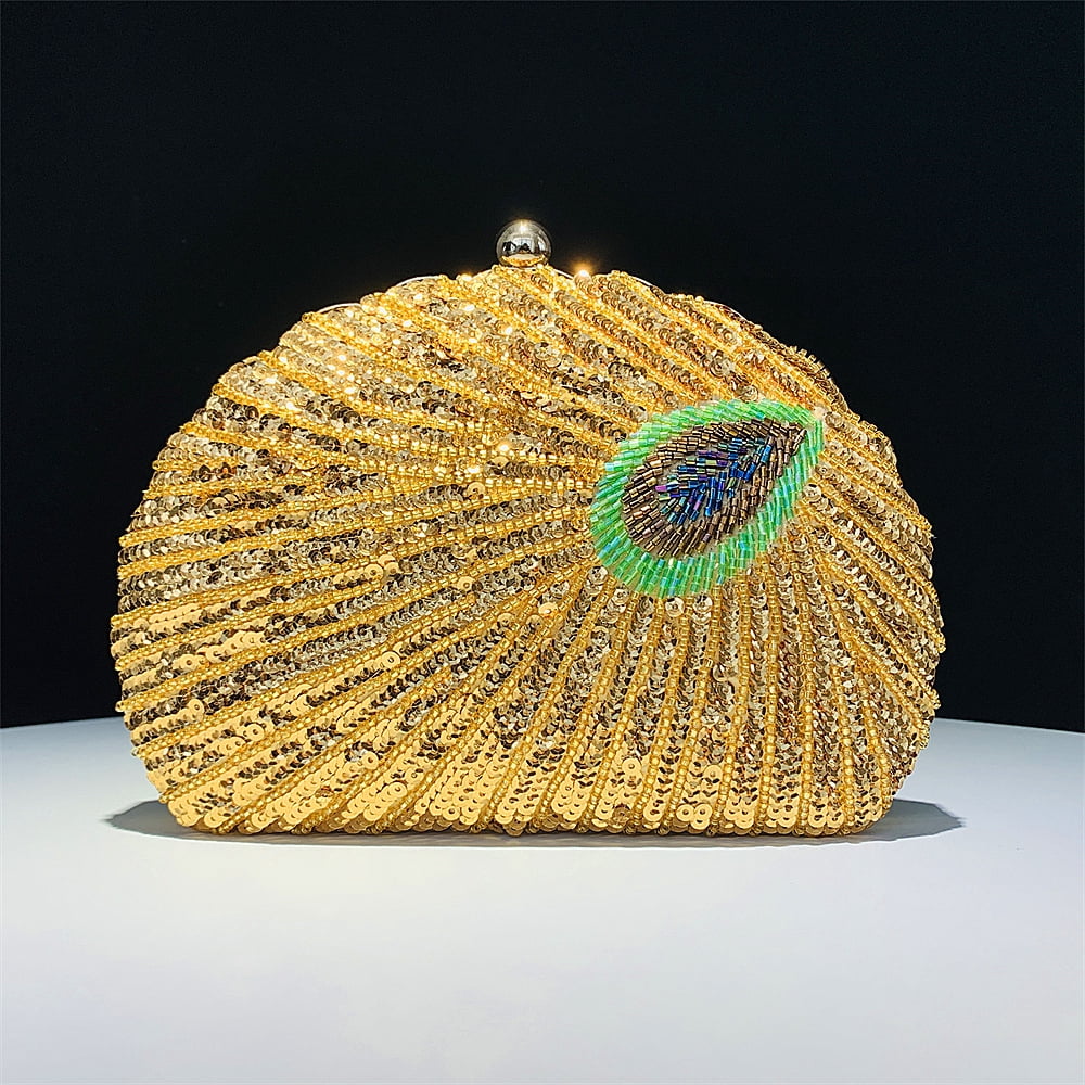 Handheld Women's Evening Clutch Bags Seashell Peacock Beaded Bag Banquet bag Handbags Bridal Wedding Purses